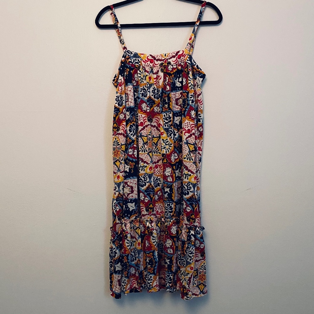 Nieves Lavi Multicolor Floral Patchwork Midi Dress